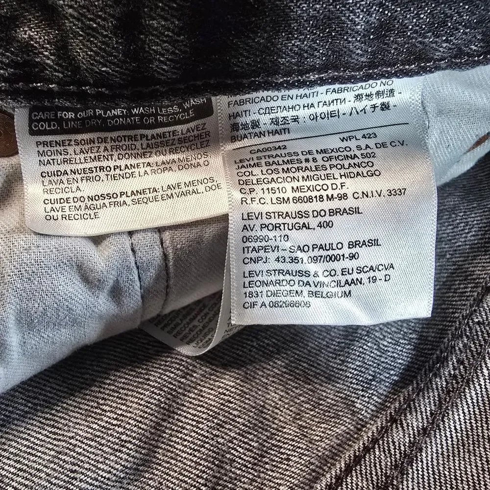 Levi’s 501 Jeans Mens 36x30 Charcoal Gray Button Fly Straight Leg Denim